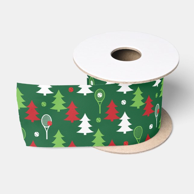Green💚💔🤍, red, white tennis Christmas  Satin Ribbon (Spool)