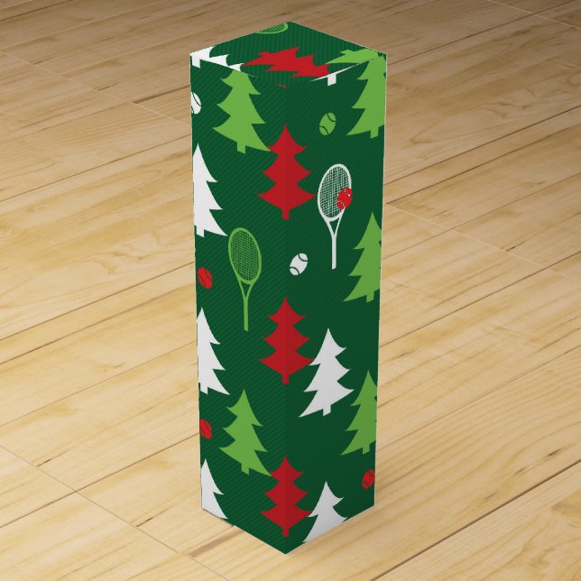 Green💚💔🤍, red, white tennis Christmas Wine Box (Front)