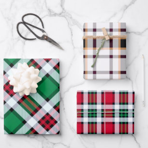 Green, Red, & White Toledo Plaid Patterns Multi  Wrapping Paper Sheets
