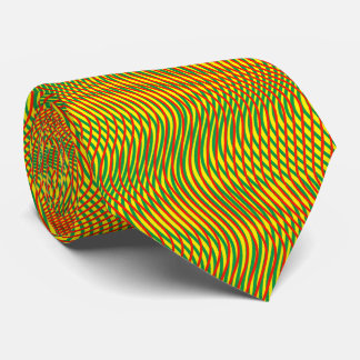 Green Red Yellow Abstract Trippy Wavy Psychedelic Neck Tie