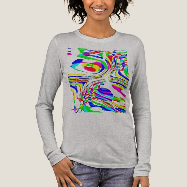 Green Red Yellow Blue Confetti Art Abstract Tri-Blend Shirt (Front)