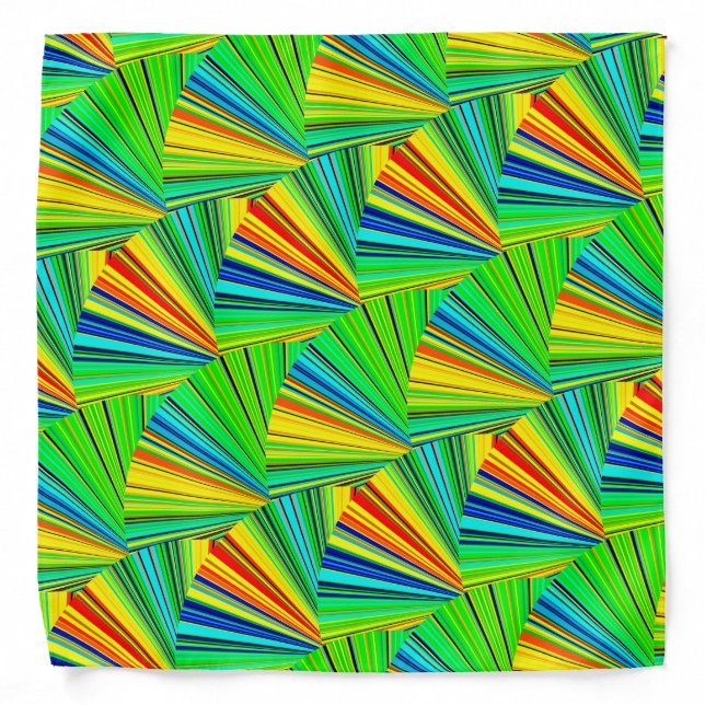 Green Red Yellow Blue Trendy Abstract Pattern Bandana (Front)