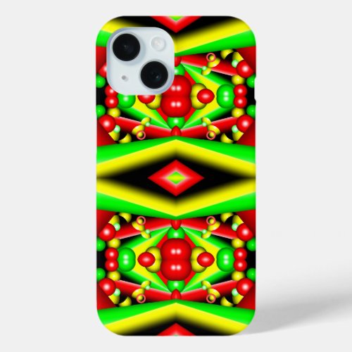 Green Red Yellow Bubbles And Stripes Abstract Art  iPhone 15 Case
