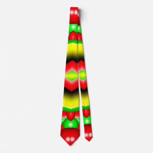 Green Red Yellow Bubbles And Stripes Abstract Art Neck Tie