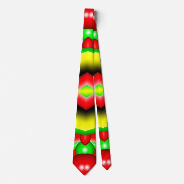 Green Red Yellow Bubbles And Stripes Abstract Art Neck Tie (Front)