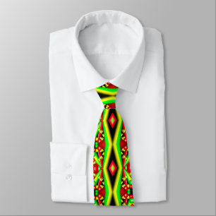 Green Red Yellow Bubbles And Stripes Abstract Art Neck Tie