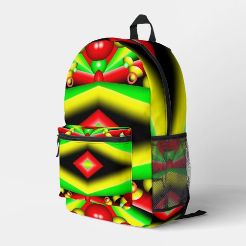 Green Red Yellow Bubbles And Stripes Abstract Art  Printed Backpack