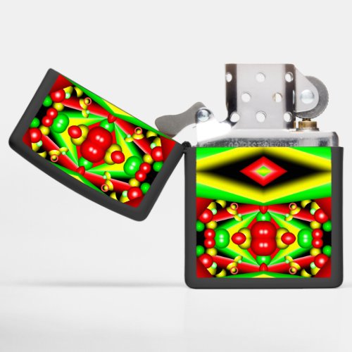 Green Red Yellow Bubbles And Stripes Abstract Art Zippo Lighter