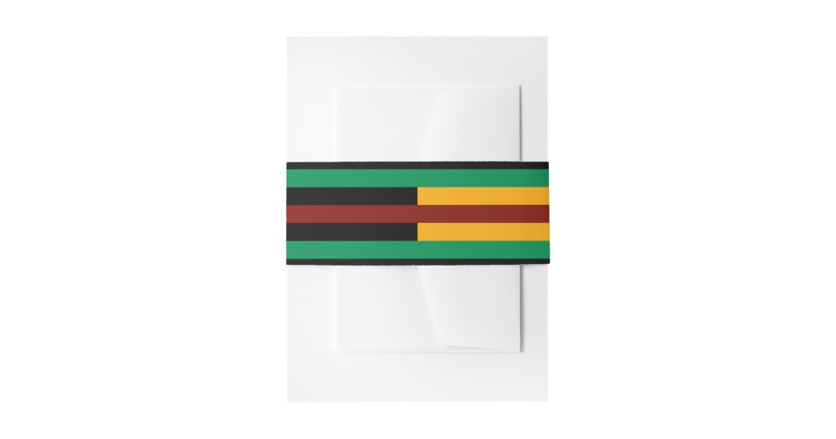 Green Red Yellow Kente Stripes Wedding Invitation Invitation Belly