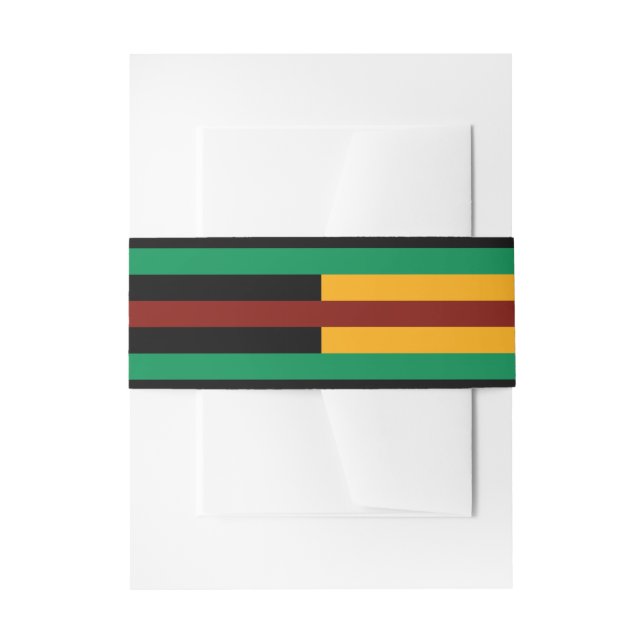 Green Red Yellow Kente Stripes Wedding Invitation Invitation Belly Band (Front Example)