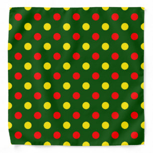 Green Red Yellow Polka Dots Design  Bandana