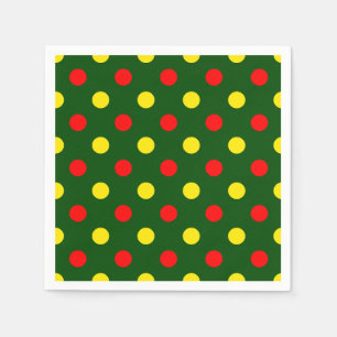 Green Red Yellow Polka Dots Design Napkins