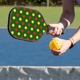 Green Red Yellow Polka Dots Design Pickleball Paddle