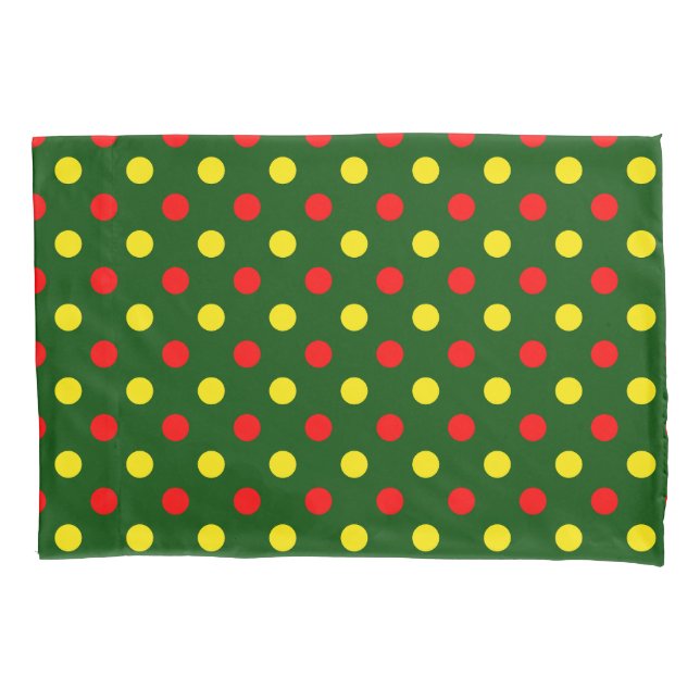 Green Red Yellow Polka Dots Design  Pillow Case (Front)
