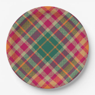 Green Red Yellow Scottish Tartan Plaid Paper Plates
