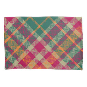 Green Red Yellow Scottish Tartan Plaid Pillow Case