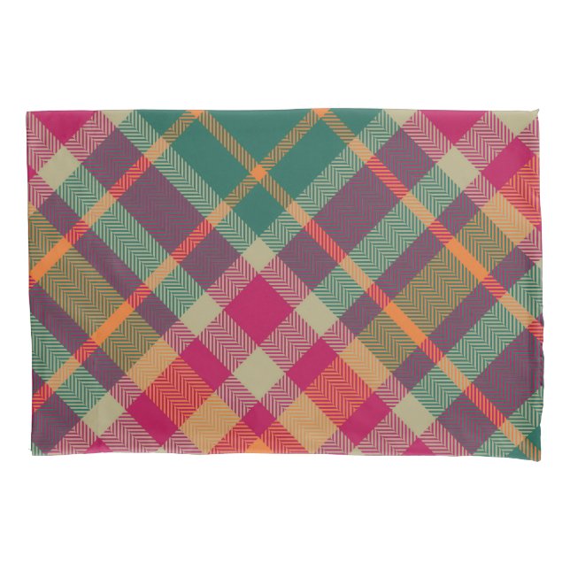 Green Red Yellow Scottish Tartan Plaid Pillow Case (Front)