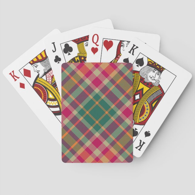 Green Red Yellow Scottish Tartan Plaid Poker Cards (Back)
