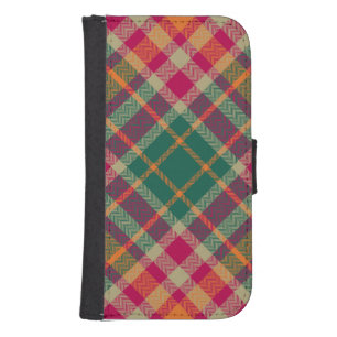 Green Red Yellow Scottish Tartan Plaid Galaxy S4 Wallet Case
