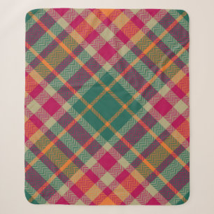 Green Red Yellow Scottish Tartan Plaid Sherpa Blanket