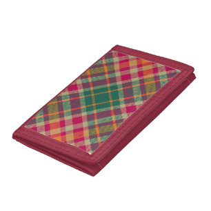 Green Red Yellow Scottish Tartan Plaid Tri-fold Wallet