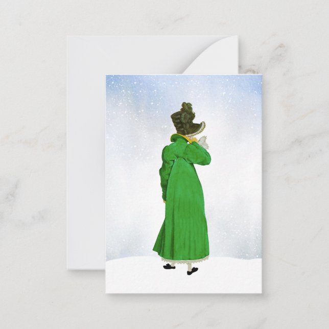Green Regency Fashion Christmas Holiday Greeting Note Card (Front)