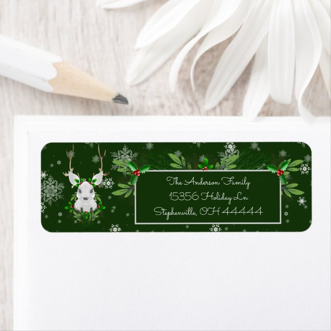 Green Reindeer Address Labels (Insitu)