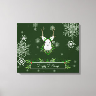 Green Reindeer Canvas Print