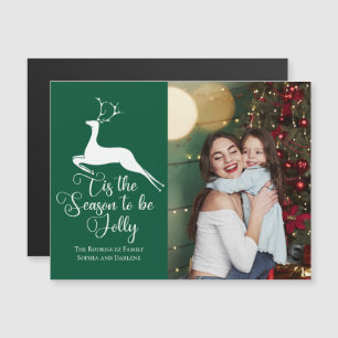 Green Reindeer Christmas Photo Tis Season Magnet