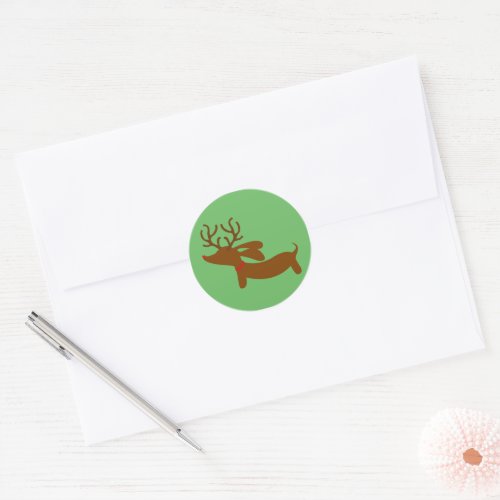Green Reindeer Dachshund Holiday Envelope Seals