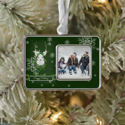 Green Reindeer Framed Ornament