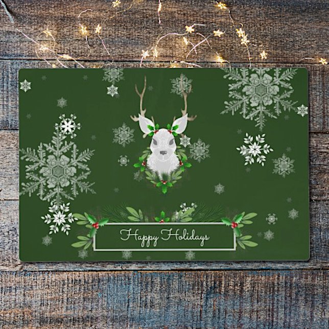 Green Reindeer Laminated Placemat (Green Reindeer Christmas Placemat)