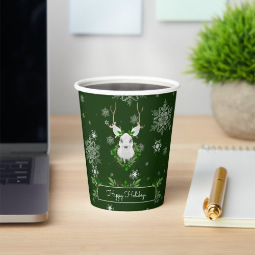 Green Reindeer Paper Cup