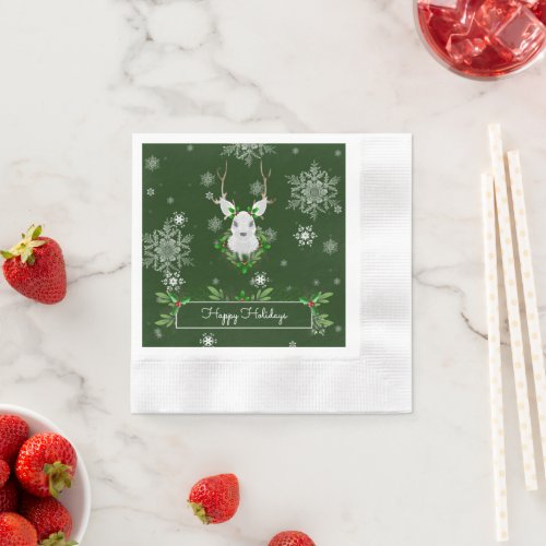 Green Reindeer Paper Napkin