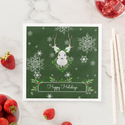 Green Reindeer Paper Napkin