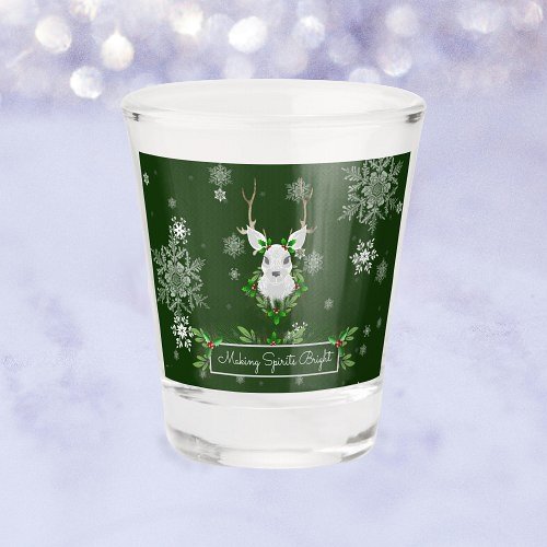 Green Reindeer Shot glass