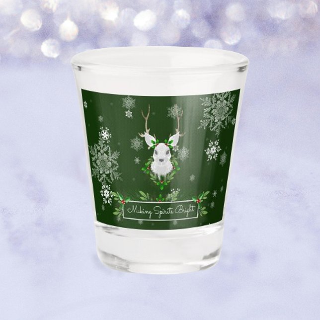 Green Reindeer Shot glass (Green Reindeer Christmas Shot glass)