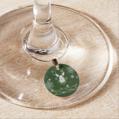 Green Reindeer Wine Charm