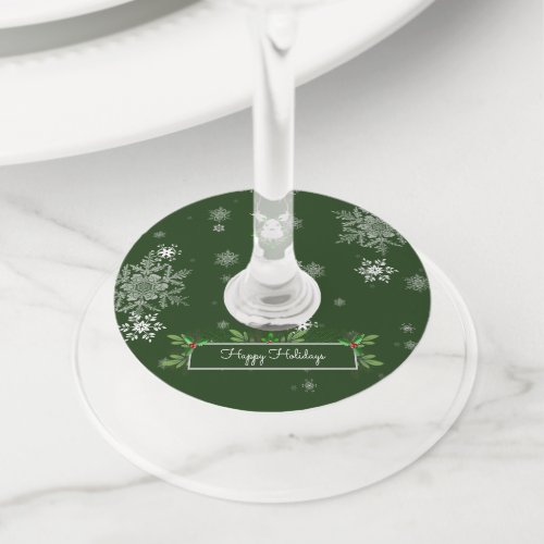 Green Reindeer Wine Glass Tags