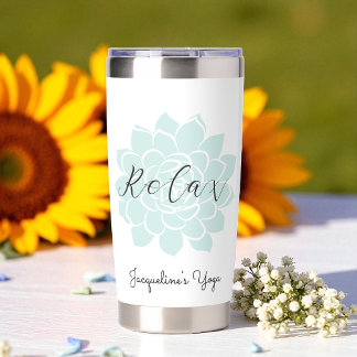 Green Relaxation Yoga Quote White Insulated Tumbler