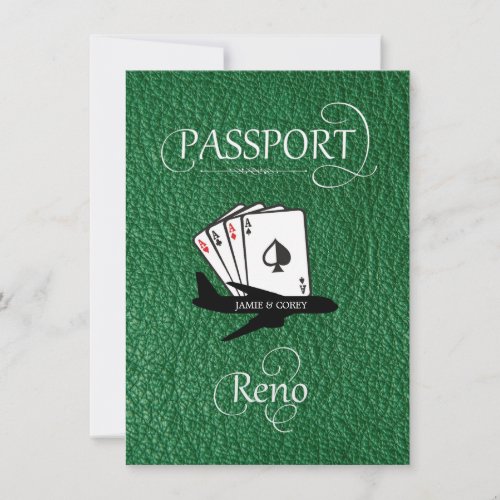 Green Reno Passport Save the Date Card