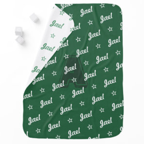 Green repeat personalized name with monogram baby blanket