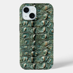 Green Reptile Skin Pattern iPhone 15 Case