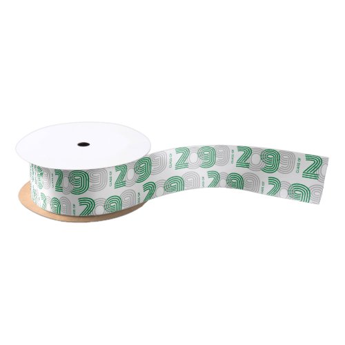 Green Retro Big Numbers Class of Satin Ribbon