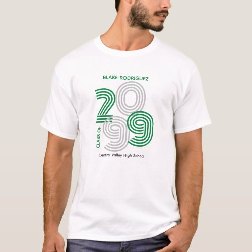 Green Retro Big Numbers Class of Senior T_Shirt