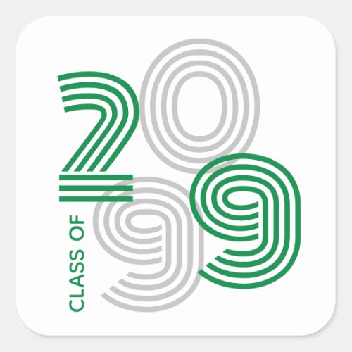 Green Retro Big Numbers Class of Square Sticker