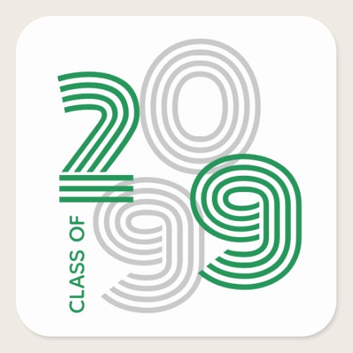 Green Retro Big Numbers Class of Square Sticker