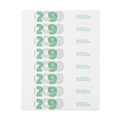 Green Retro Big Numbers Class of Wrap Around Label