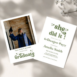green Retro Boho Graduation Class of 2026 Invitation