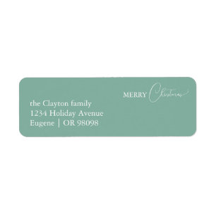 Green Retro Boho Minimalist Christmas Address Label